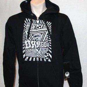 New Men's Dragon Alliance Jacket Hoodie Black Full Front Zip Medium